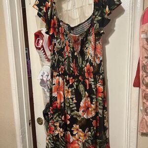 Vibe Sportswear Floral Black Dress